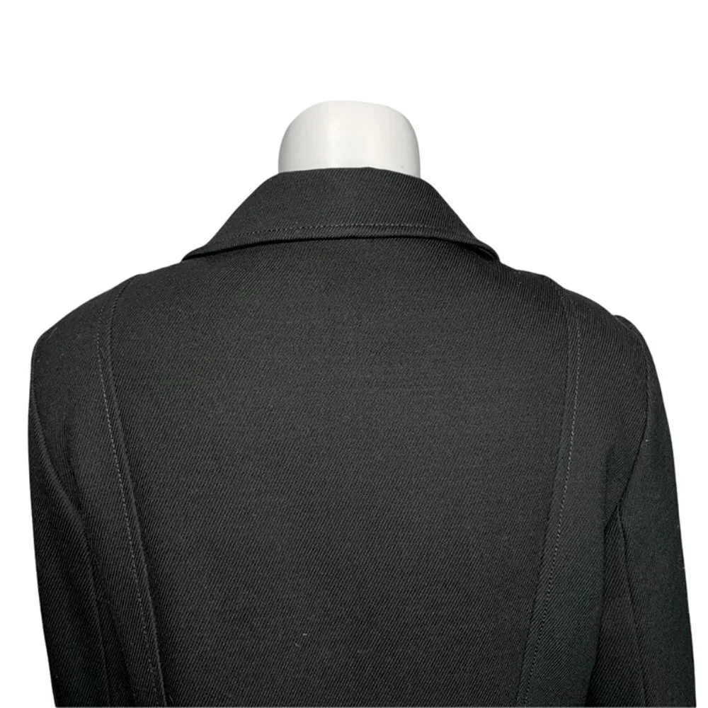 ERIN SNOW Leather ruffle trim long wool coat - Picture 5 of 7